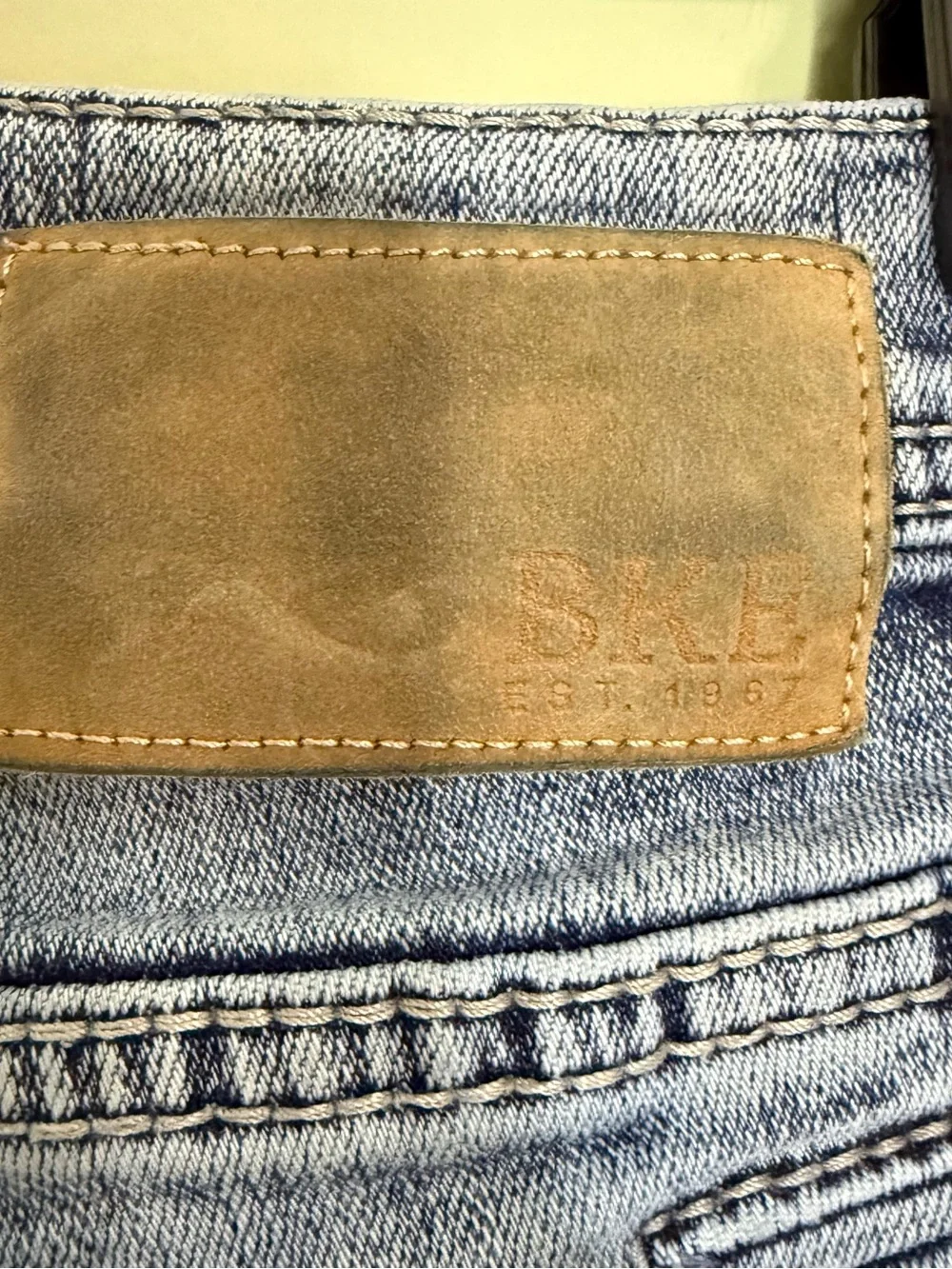 BKE Jake straight jeans men’s 31×32 light wash distressed stretch denim y2k